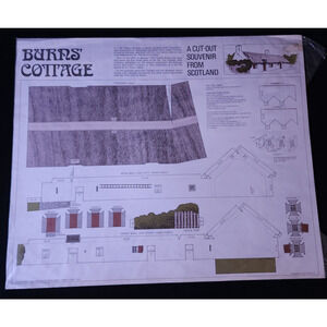 Vintage Rare Burns Cottage 3D Paper Cut Out Souvenir Model From Scotland New